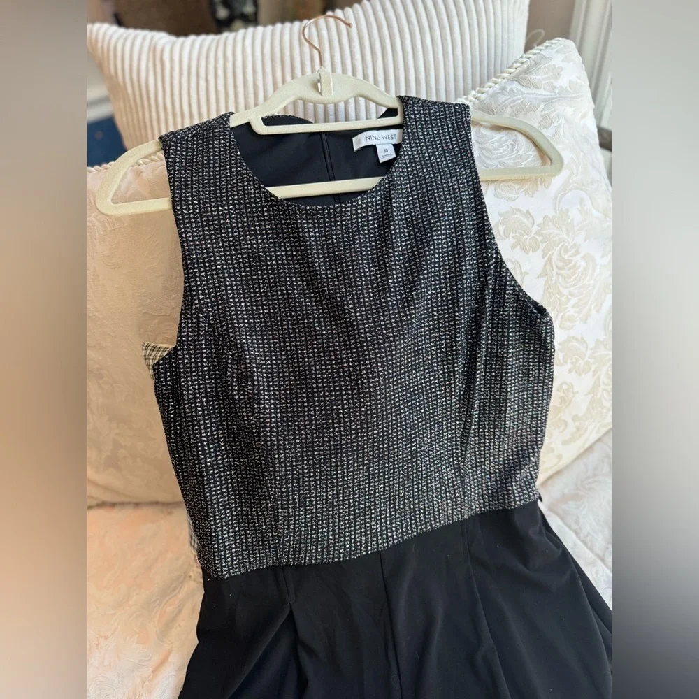 323. Nine West Glittery Black Jumpsuit 10 - Picture 3 of 9